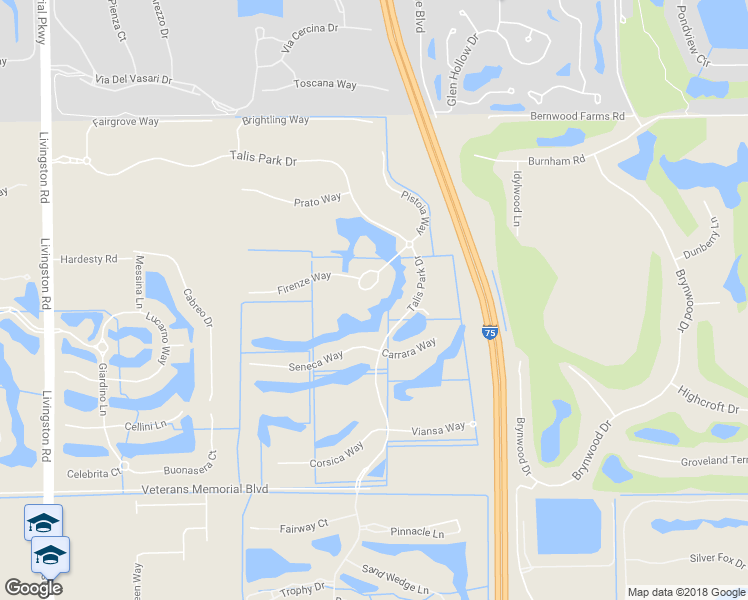 map of restaurants, bars, coffee shops, grocery stores, and more near 16657 Toscana Circle in Naples
