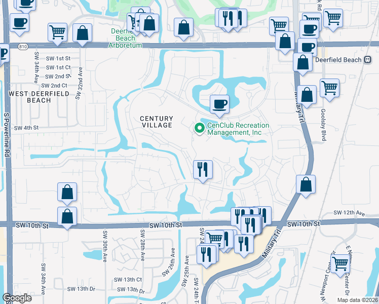 map of restaurants, bars, coffee shops, grocery stores, and more near 3048 Lyndhurst K in Deerfield Beach