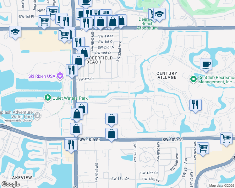 map of restaurants, bars, coffee shops, grocery stores, and more near 163 Prescott H in Deerfield Beach