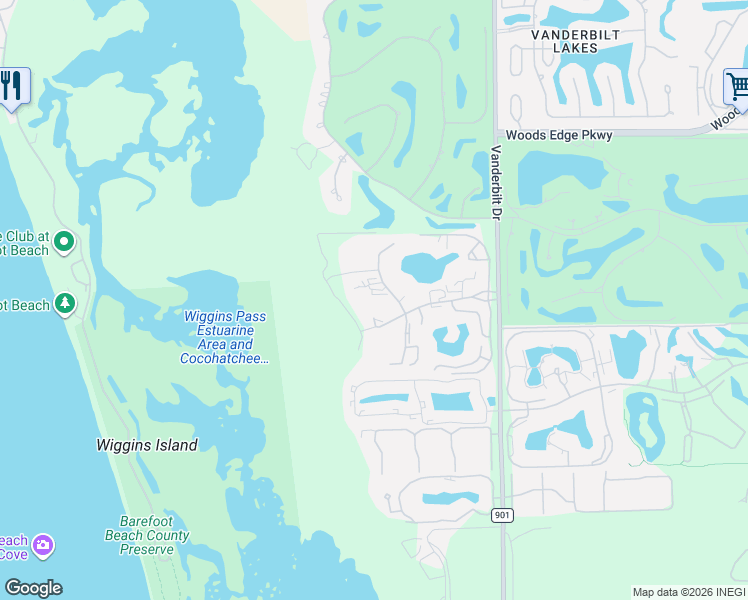 map of restaurants, bars, coffee shops, grocery stores, and more near 15395 Cedarwood Lane in Naples