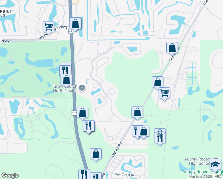 map of restaurants, bars, coffee shops, grocery stores, and more near 1530 Whispering Oaks Circle in Naples
