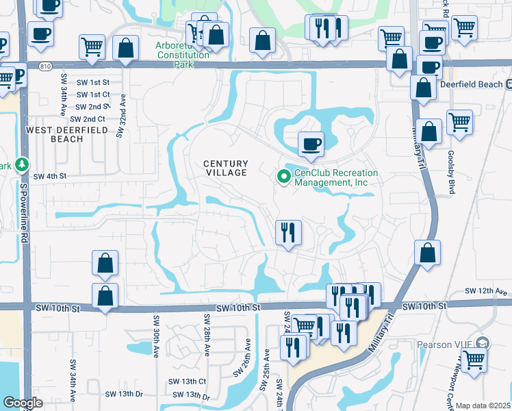 map of restaurants, bars, coffee shops, grocery stores, and more near 3048 Lyndhurst K in Deerfield Beach