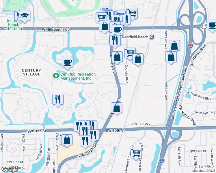 map of restaurants, bars, coffee shops, grocery stores, and more near 520 Sandpiper Pointe Place in Deerfield Beach