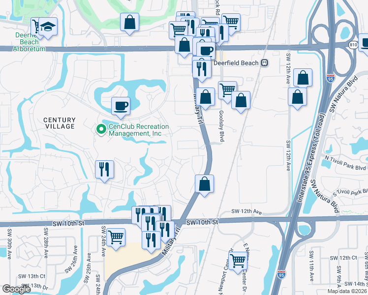 map of restaurants, bars, coffee shops, grocery stores, and more near 520 Sandpiper Pointe Place in Deerfield Beach