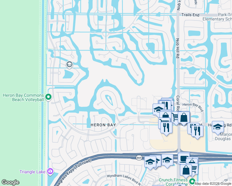 map of restaurants, bars, coffee shops, grocery stores, and more near 6327 Northwest 120th Drive in Tamarac