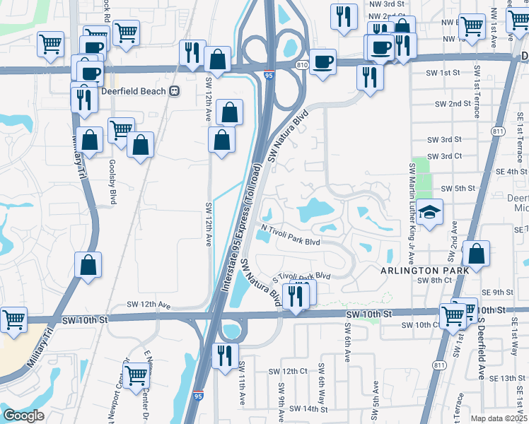 map of restaurants, bars, coffee shops, grocery stores, and more near 976 Siesta Key Boulevard in Deerfield Beach
