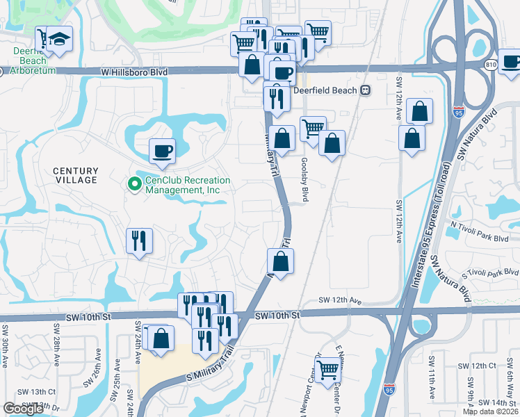 map of restaurants, bars, coffee shops, grocery stores, and more near 520 Sandpiper Pointe Place in Deerfield Beach