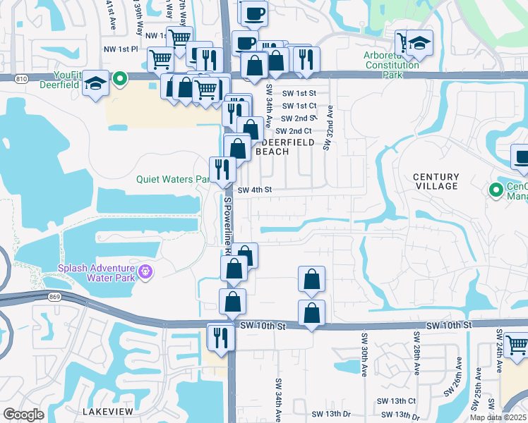 map of restaurants, bars, coffee shops, grocery stores, and more near 517 Tilford X in Deerfield Beach