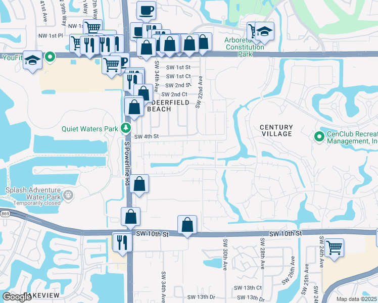 map of restaurants, bars, coffee shops, grocery stores, and more near 197 Prescott J in Deerfield Beach