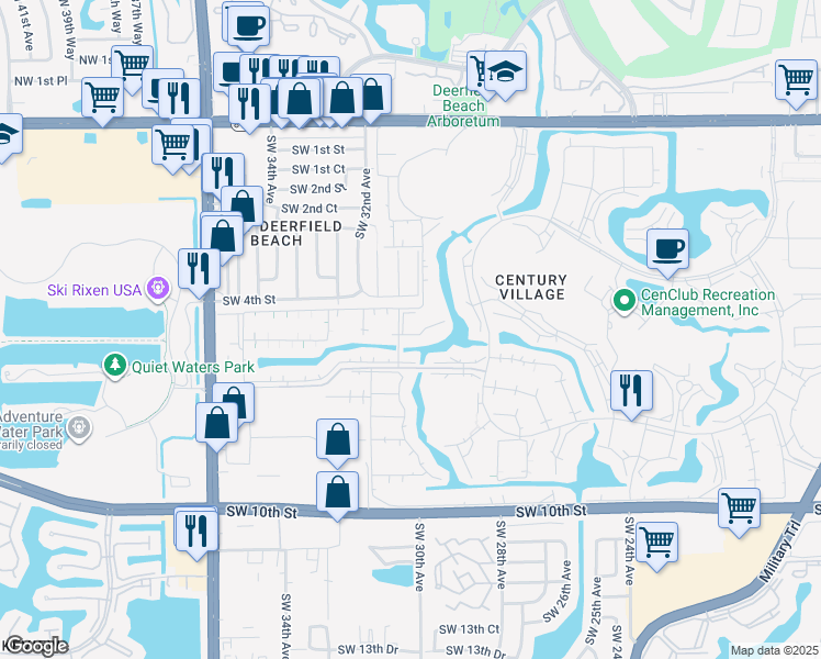 map of restaurants, bars, coffee shops, grocery stores, and more near 168 Tilford Place in Deerfield Beach