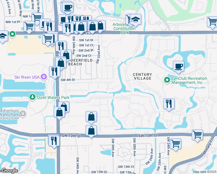 map of restaurants, bars, coffee shops, grocery stores, and more near 168 Tilford Place in Deerfield Beach