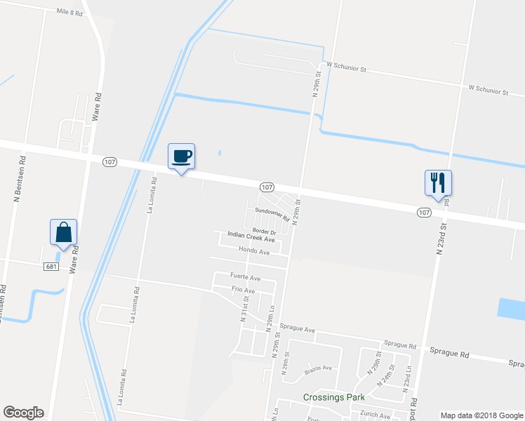 map of restaurants, bars, coffee shops, grocery stores, and more near Eagle in McAllen