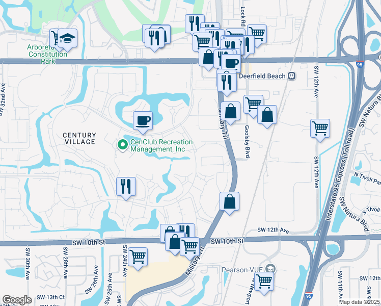 map of restaurants, bars, coffee shops, grocery stores, and more near 1016 Upminster K in Deerfield Beach