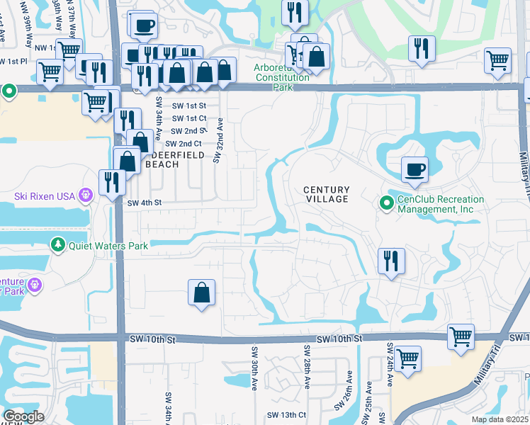 map of restaurants, bars, coffee shops, grocery stores, and more near 52 Tilford C in Deerfield Beach