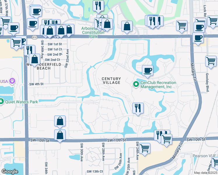 map of restaurants, bars, coffee shops, grocery stores, and more near in Deerfield Beach