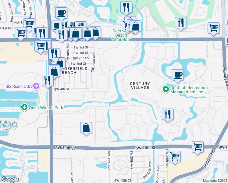 map of restaurants, bars, coffee shops, grocery stores, and more near 52 Tilford C in Deerfield Beach