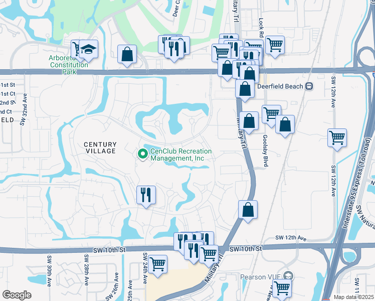 map of restaurants, bars, coffee shops, grocery stores, and more near 4039 Berkshire Crescent in Deerfield Beach