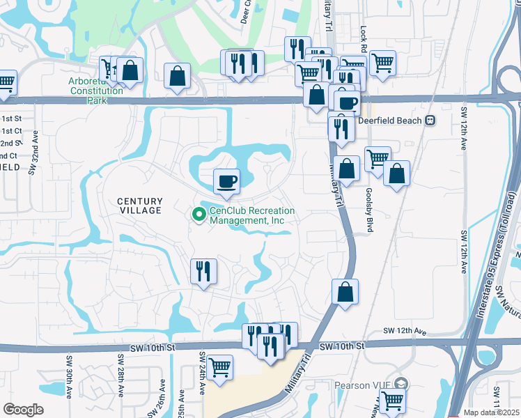 map of restaurants, bars, coffee shops, grocery stores, and more near 4039 Berkshire Crescent in Deerfield Beach