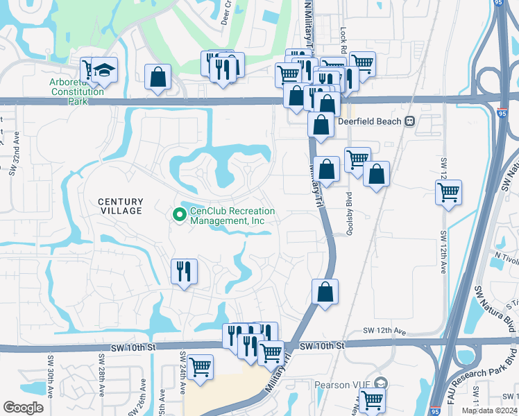 map of restaurants, bars, coffee shops, grocery stores, and more near 1008 Berkshire A in Deerfield Beach
