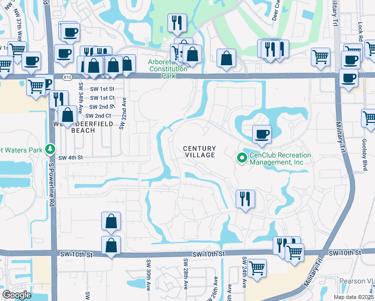 map of restaurants, bars, coffee shops, grocery stores, and more near in Deerfield Beach