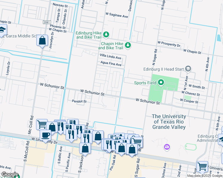 map of restaurants, bars, coffee shops, grocery stores, and more near 919 French Avenue in Edinburg