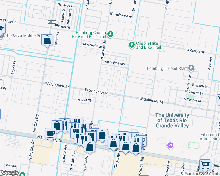 map of restaurants, bars, coffee shops, grocery stores, and more near 919 French Avenue in Edinburg