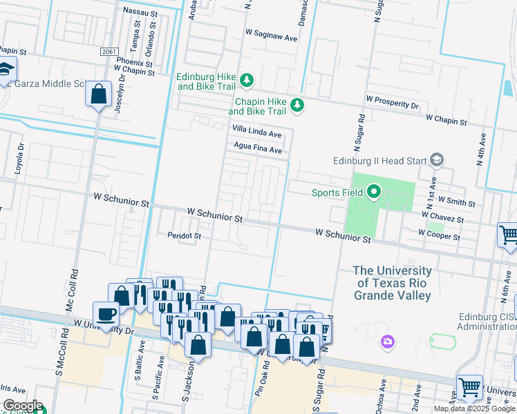 map of restaurants, bars, coffee shops, grocery stores, and more near 919 French Avenue in Edinburg