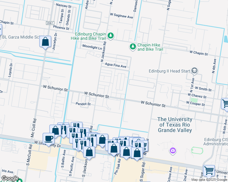 map of restaurants, bars, coffee shops, grocery stores, and more near 919 French Avenue in Edinburg