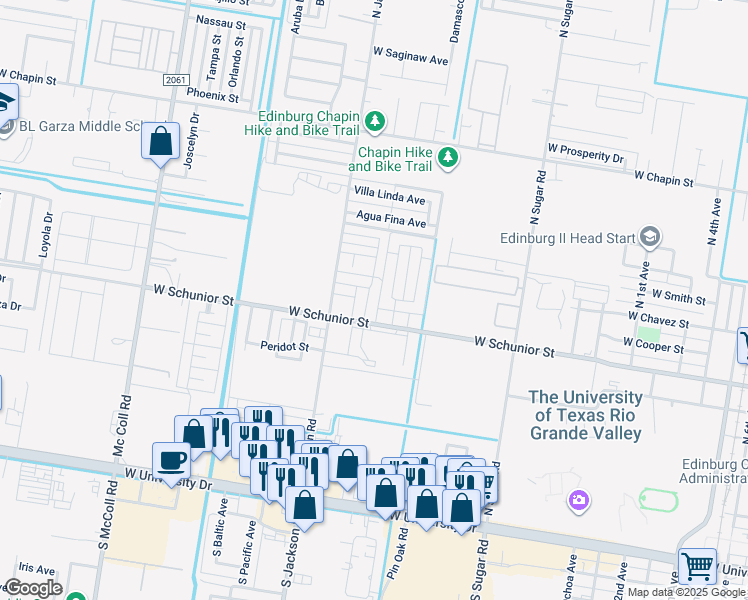 map of restaurants, bars, coffee shops, grocery stores, and more near 919 French Avenue in Edinburg