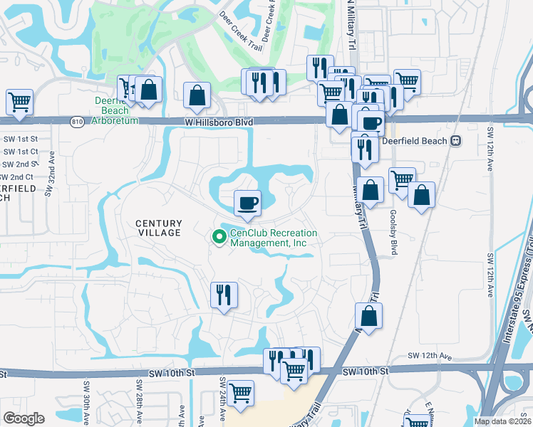 map of restaurants, bars, coffee shops, grocery stores, and more near 3061 Cambridge D in Deerfield Beach