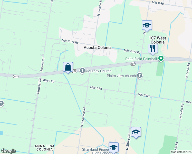 map of restaurants, bars, coffee shops, grocery stores, and more near 6701 Magnum Road in Mission