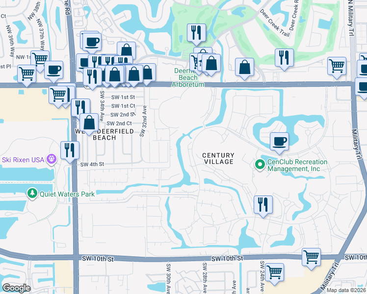 map of restaurants, bars, coffee shops, grocery stores, and more near 40 Islewood B in Deerfield Beach