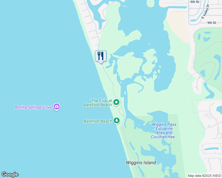map of restaurants, bars, coffee shops, grocery stores, and more near 258 Barefoot Beach Boulevard in Bonita Springs