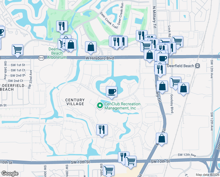 map of restaurants, bars, coffee shops, grocery stores, and more near 3058 Cambridge East in Deerfield Beach