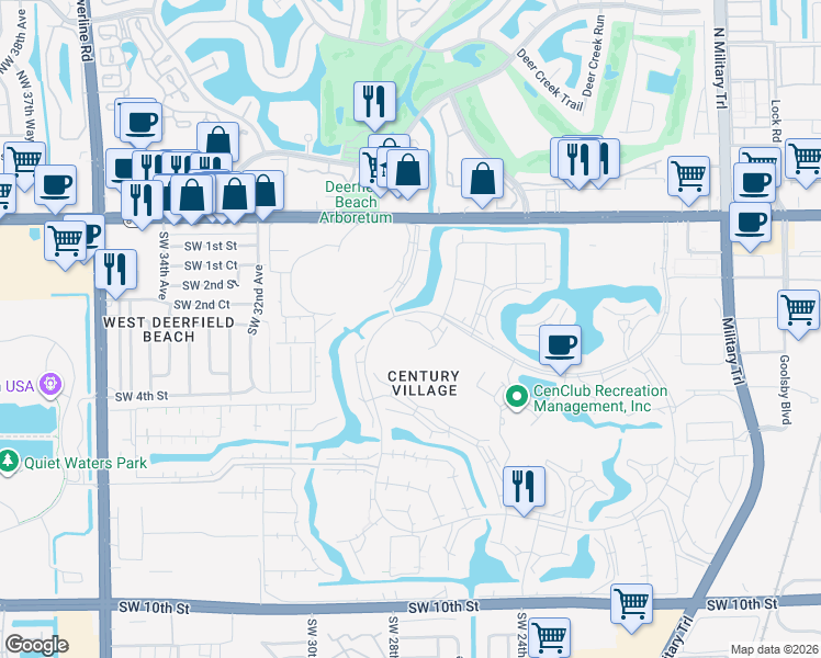 map of restaurants, bars, coffee shops, grocery stores, and more near 464 Keswick C in Deerfield Beach