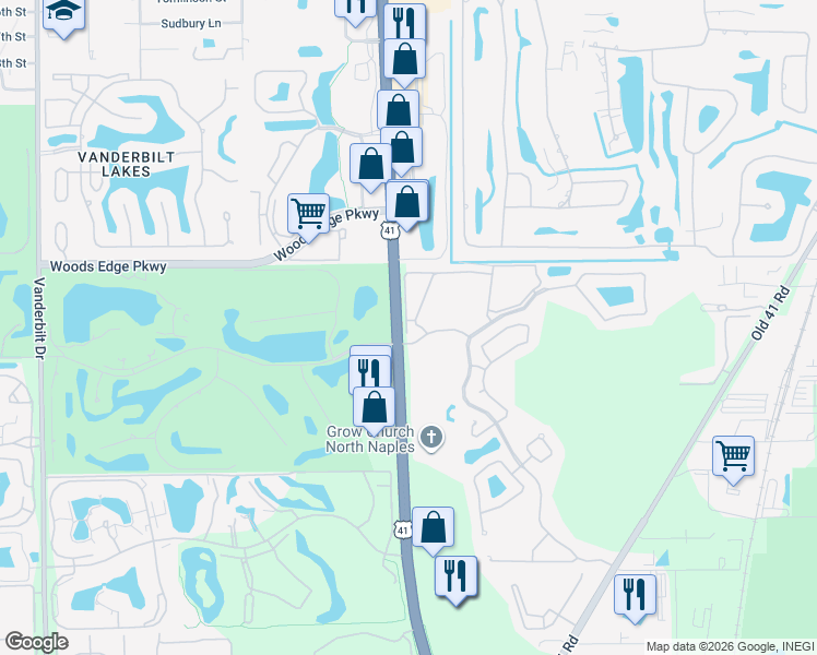 map of restaurants, bars, coffee shops, grocery stores, and more near 1388 Sweetwater Cove in Naples