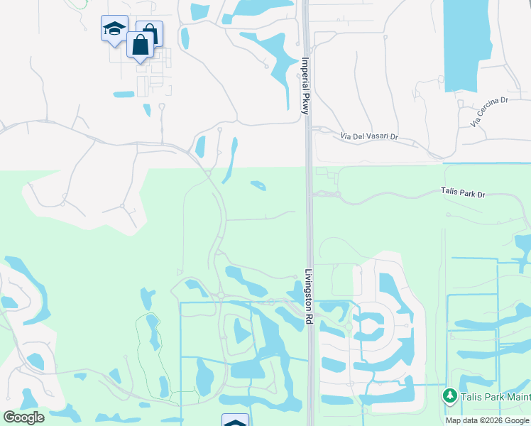 map of restaurants, bars, coffee shops, grocery stores, and more near 16025 Trebbio Way in Naples