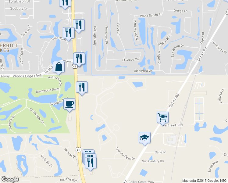 map of restaurants, bars, coffee shops, grocery stores, and more near 1123 Silverstrand Drive in Naples
