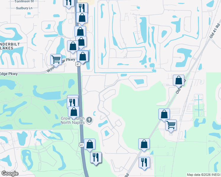 map of restaurants, bars, coffee shops, grocery stores, and more near 1118 Sweetwater Lane in Naples