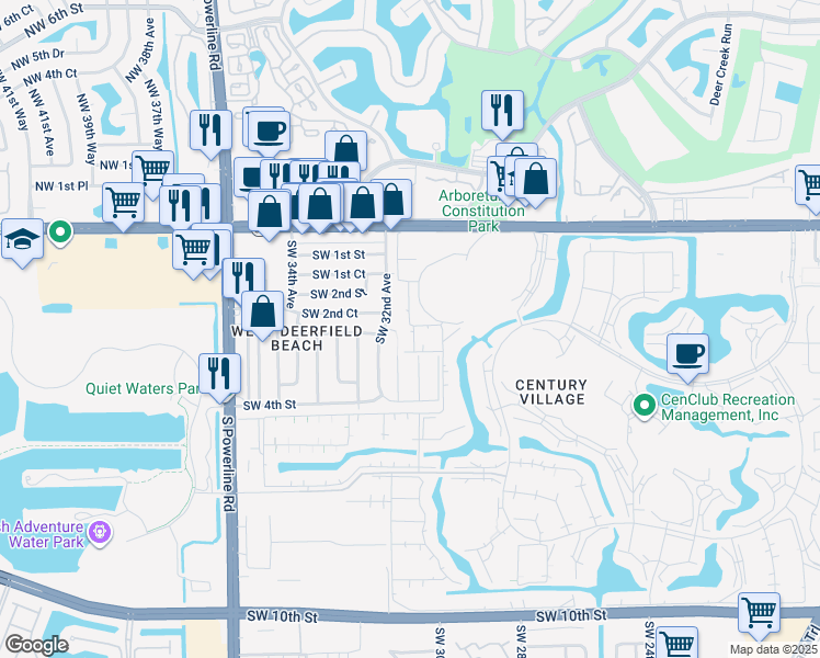 map of restaurants, bars, coffee shops, grocery stores, and more near 231 Ventnor Q in Deerfield Beach