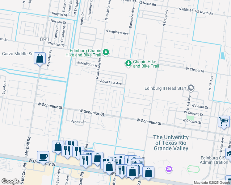 map of restaurants, bars, coffee shops, grocery stores, and more near 1040 English Avenue in Edinburg