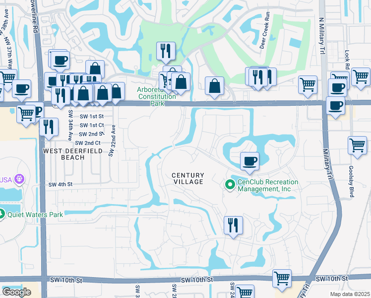 map of restaurants, bars, coffee shops, grocery stores, and more near 464 Keswick C in Deerfield Beach