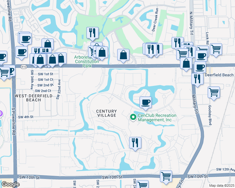 map of restaurants, bars, coffee shops, grocery stores, and more near 657 Durham X in Deerfield Beach