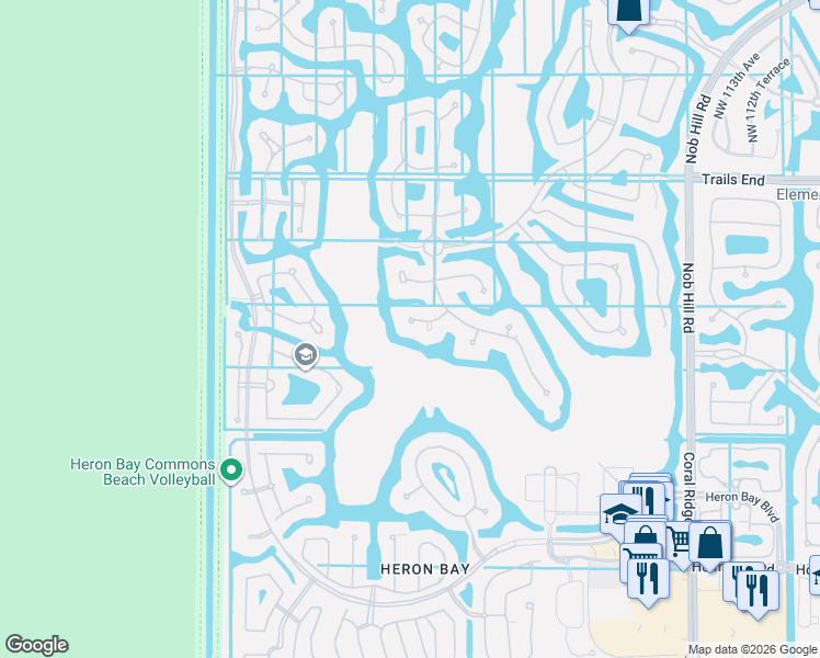 map of restaurants, bars, coffee shops, grocery stores, and more near 12260 Northwest 68th Court in Parkland
