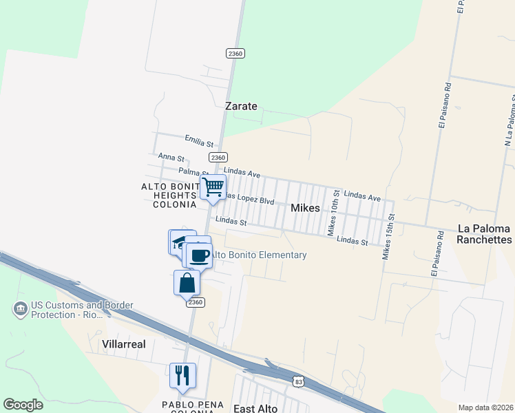 map of restaurants, bars, coffee shops, grocery stores, and more near 6847 Mikes 4th Street in Rio Grande City