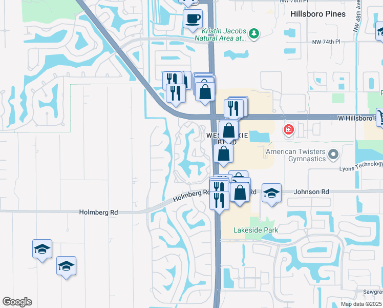 map of restaurants, bars, coffee shops, grocery stores, and more near 5851 Holmberg Road in Parkland