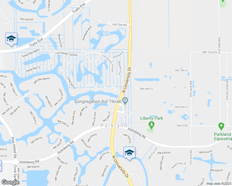 map of restaurants, bars, coffee shops, grocery stores, and more near 9460 Spiderlilly Court in Parkland