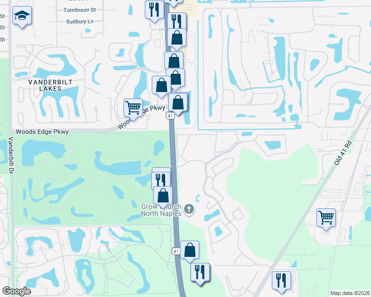 map of restaurants, bars, coffee shops, grocery stores, and more near 1388 Sweetwater Cove in Naples