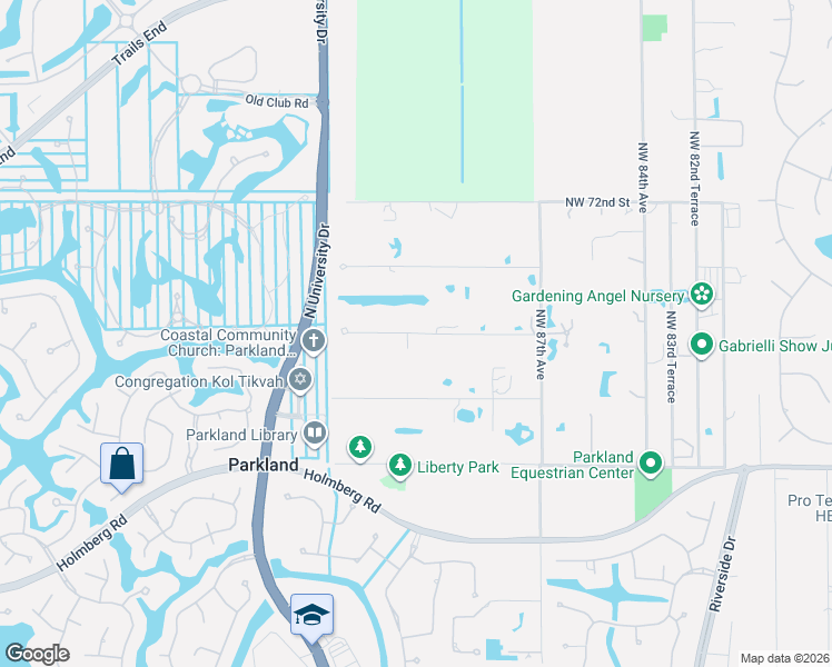 map of restaurants, bars, coffee shops, grocery stores, and more near 9031 Northwest 68th Court in Parkland