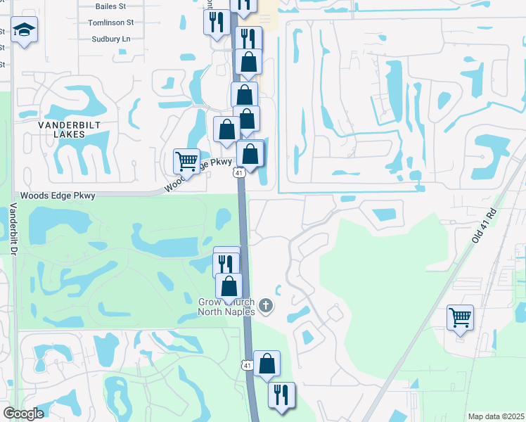 map of restaurants, bars, coffee shops, grocery stores, and more near 1335 Sweetwater Cove in Naples
